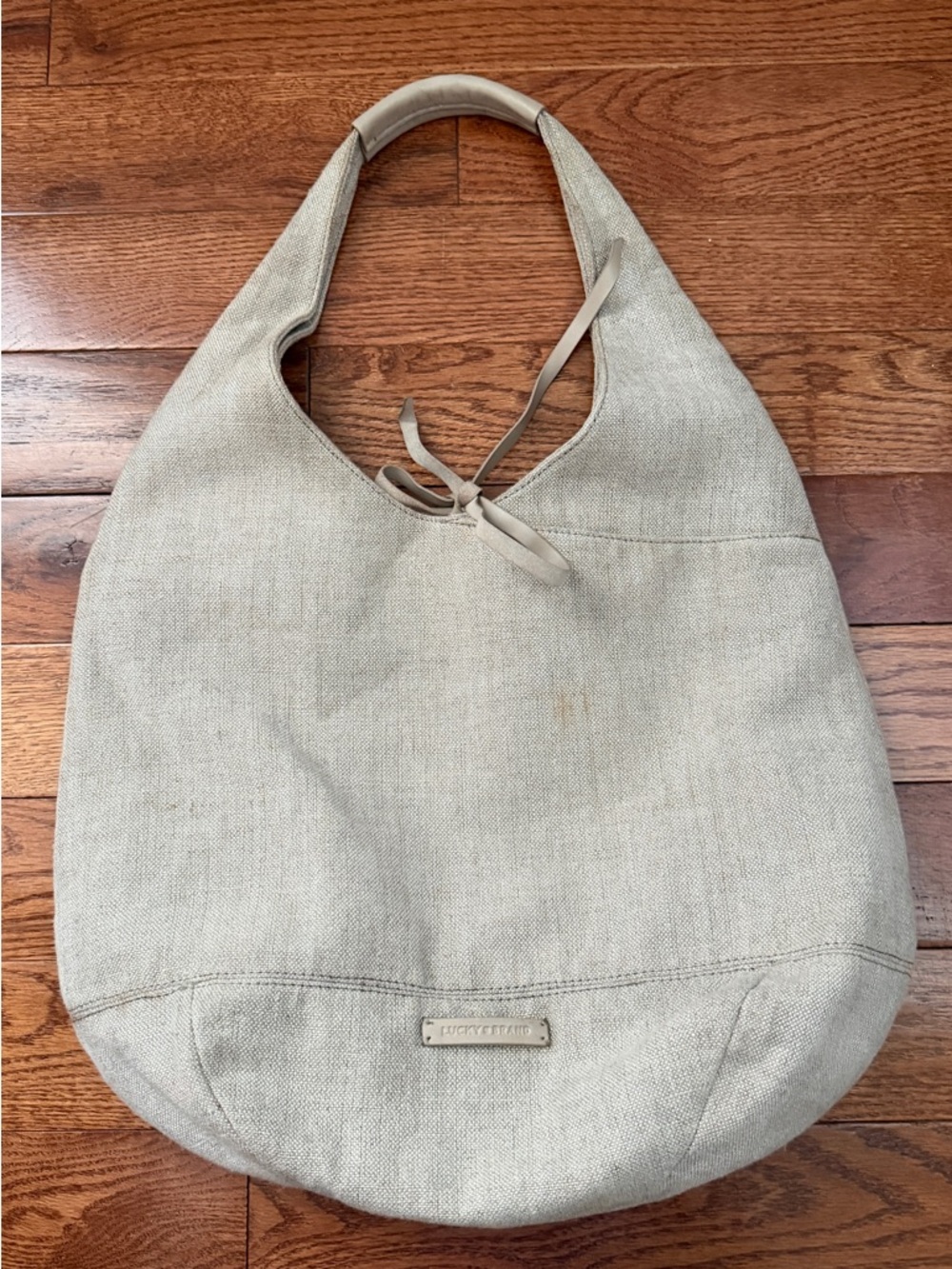 Lucky Brand Beige Canvas Hobo Shoulder Bag